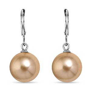 Golden Shell Pearl Dangling Earrings in Stainless Steel