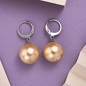 Golden Shell Pearl Dangling Earrings in Stainless Steel