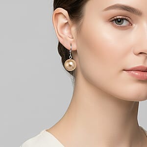 Golden Shell Pearl Dangling Earrings in Stainless Steel