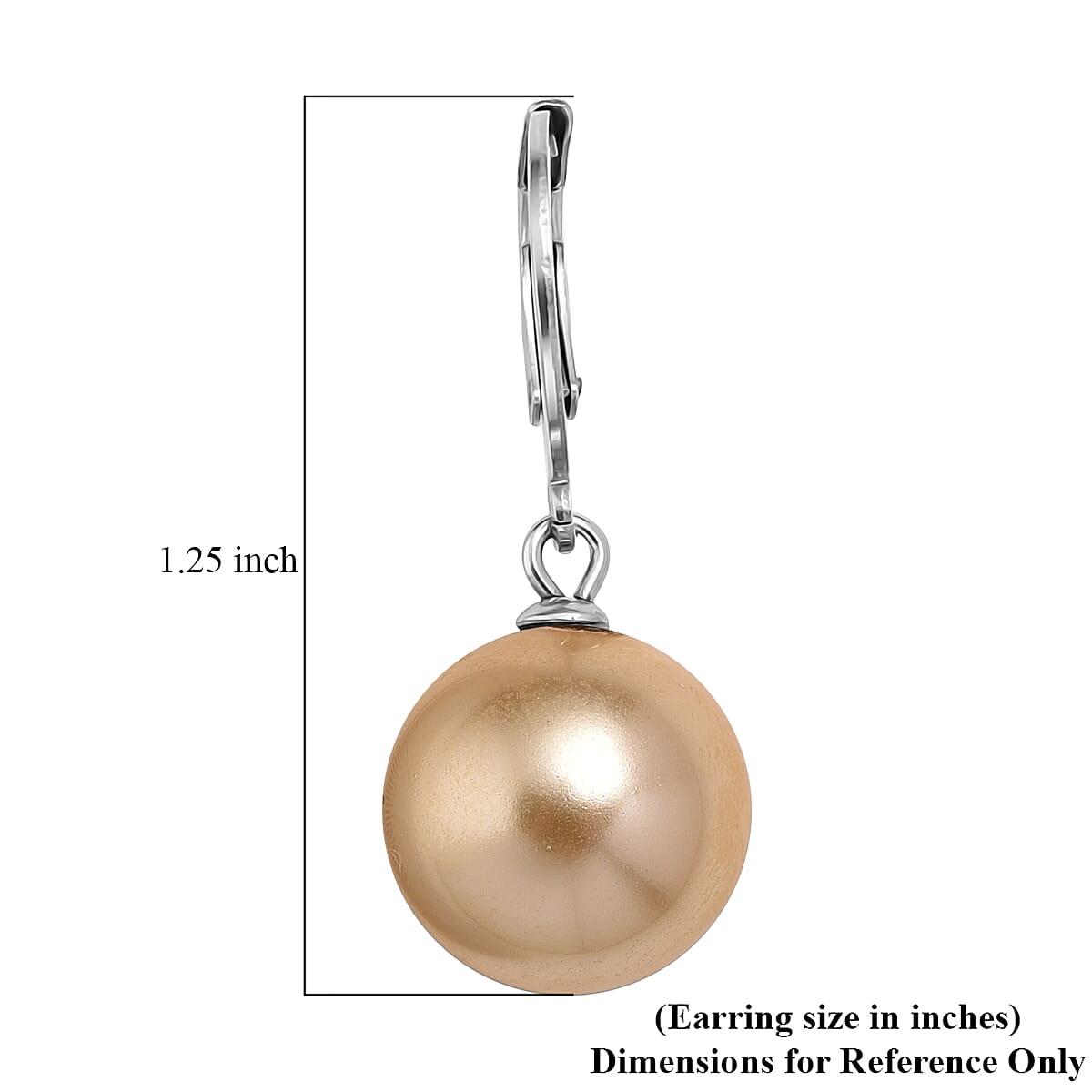 Golden Shell Pearl Dangling Earrings in Stainless Steel image number 4