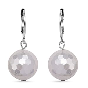 White Shell Pearl Dangling Earrings in Stainless Steel