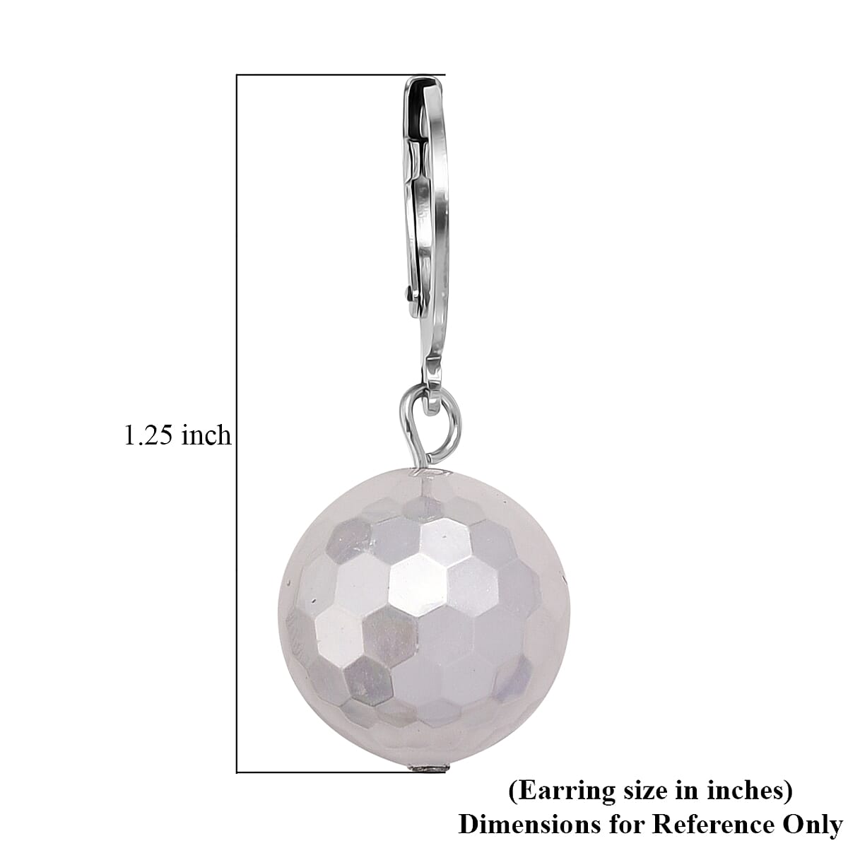 White Shell Pearl Dangling Earrings in Stainless Steel image number 4