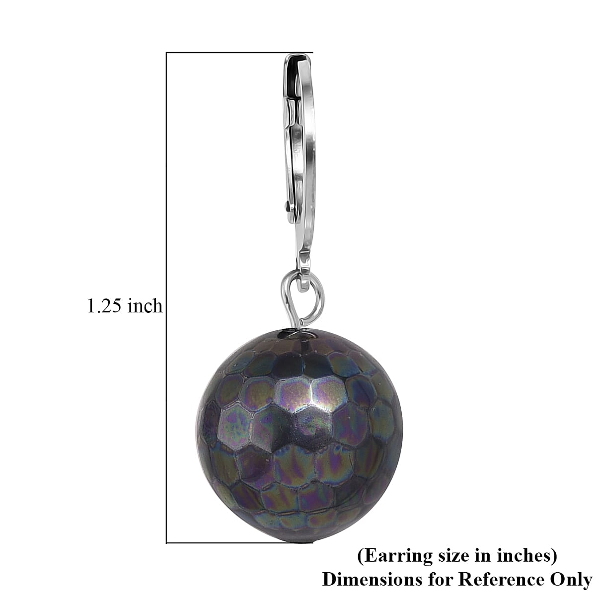 Peacock Color Shell Pearl Dangling Earrings in Stainless Steel image number 4