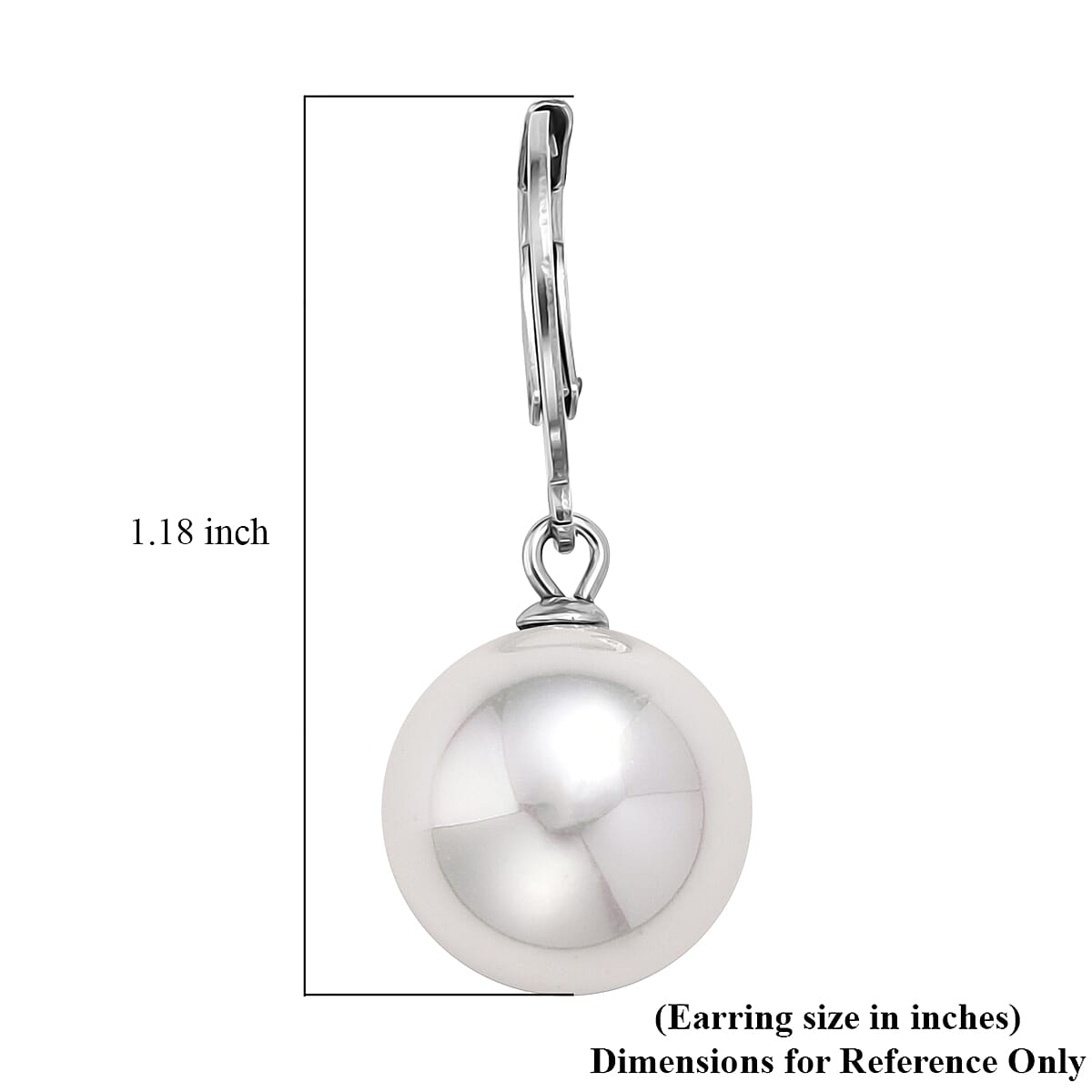 White Shell Pearl Dangling Earrings in Stainless Steel image number 4