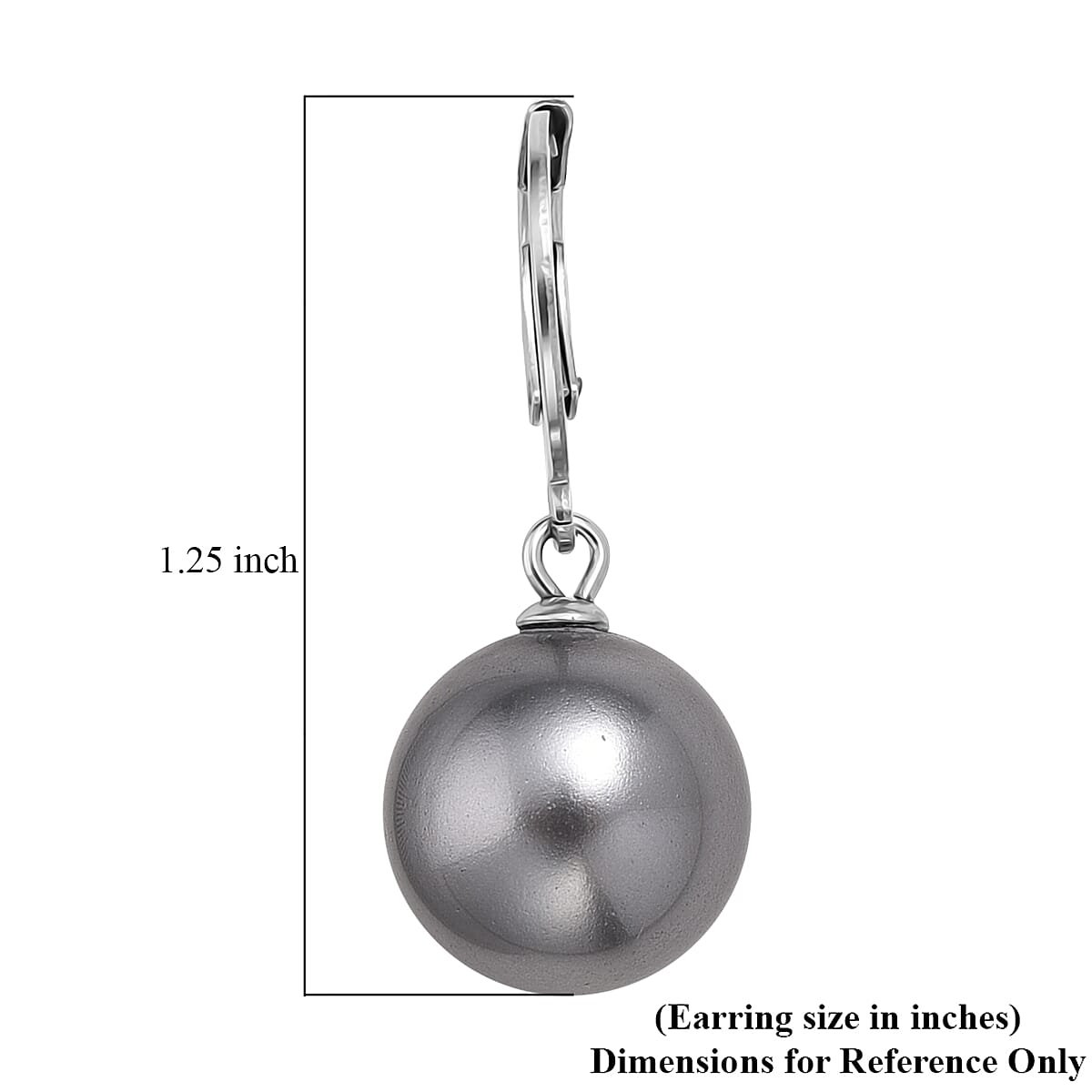 Grey Shell Pearl Dangling Earrings in Stainless Steel