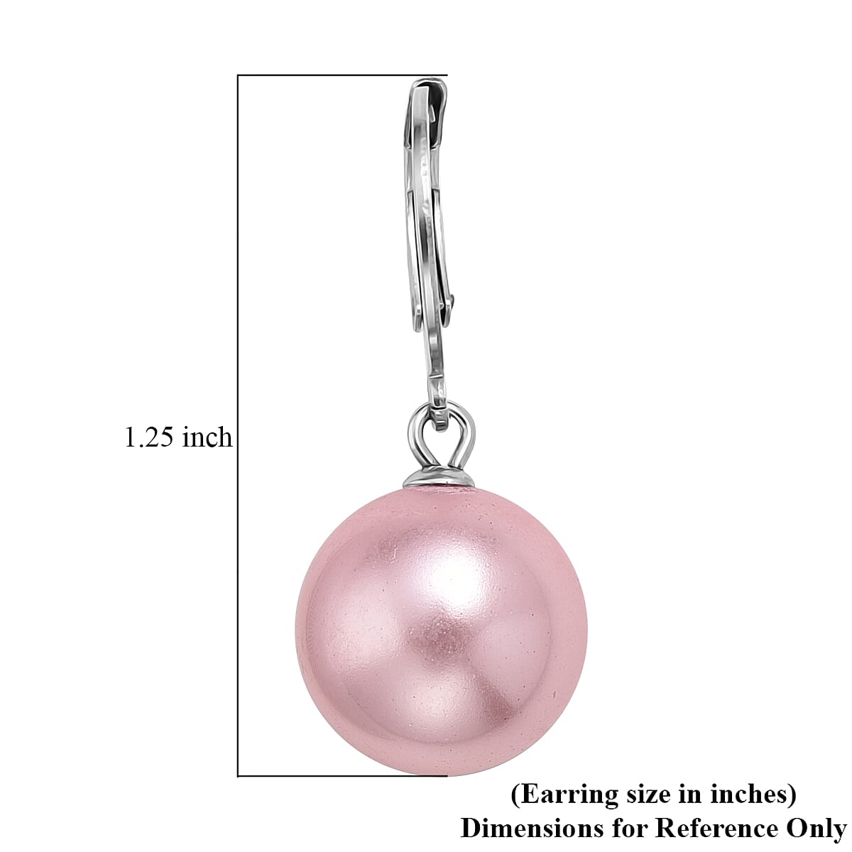 Pink Shell Pearl Dangling Earrings in Stainless Steel image number 4