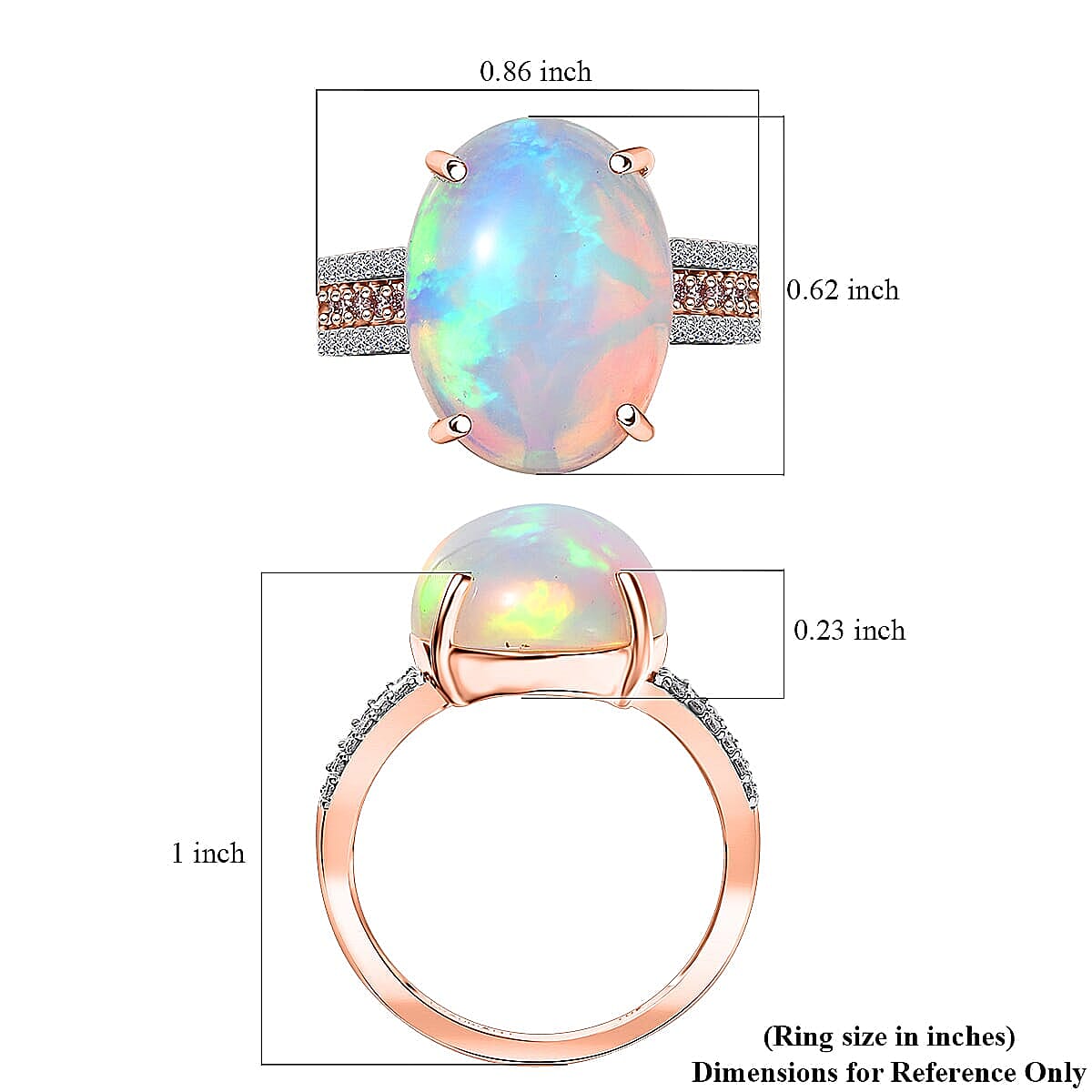 AAA Ethiopian Welo Opal, Luxuriant Lab Grown Pink and White Diamond (VS) 6.35 ctw Frozen Flame Ring in 10K Rose Gold (Size 10.0) image number 5