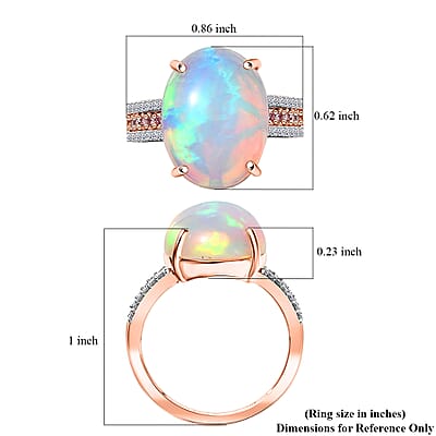 AAA Ethiopian Welo Opal, Luxuriant Lab Grown Pink and White Diamond (VS) 6.35 ctw Frozen Flame Ring in 10K Rose Gold (Size 6.0)