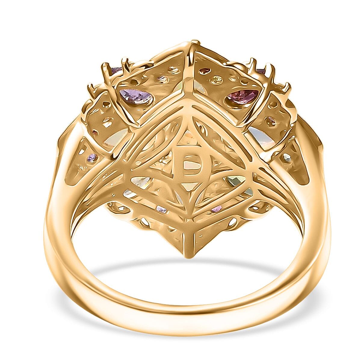 D'Joy Premium Ethiopian Welo Opal and Multi Gemstones 2.70 ctw Garden of Light Ring in 18K Vermeil Yellow Gold Over Sterling Silver (Size 10.0)  image number 4