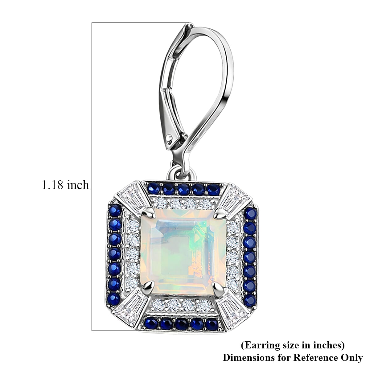 D'Joy Asscher Cut Premium Ethiopian Welo Opal and Multi Gemstone 4.35 ctw Geometric Radiance Earrings in Rhodium Over Sterling Silver