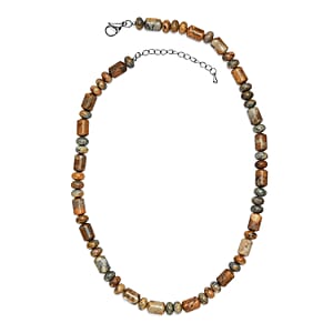 EverTrue Crazy Lace Agate Fancy Beaded Necklace in Stainless Steel 231.00 ctw (18 Inches)