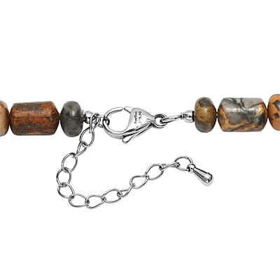 EverTrue Crazy Lace Agate Fancy Beaded Necklace in Stainless Steel 231.00 ctw (18 Inches)