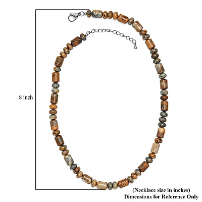 EverTrue Crazy Lace Agate Fancy Beaded Necklace in Stainless Steel 231.00 ctw (18 Inches)