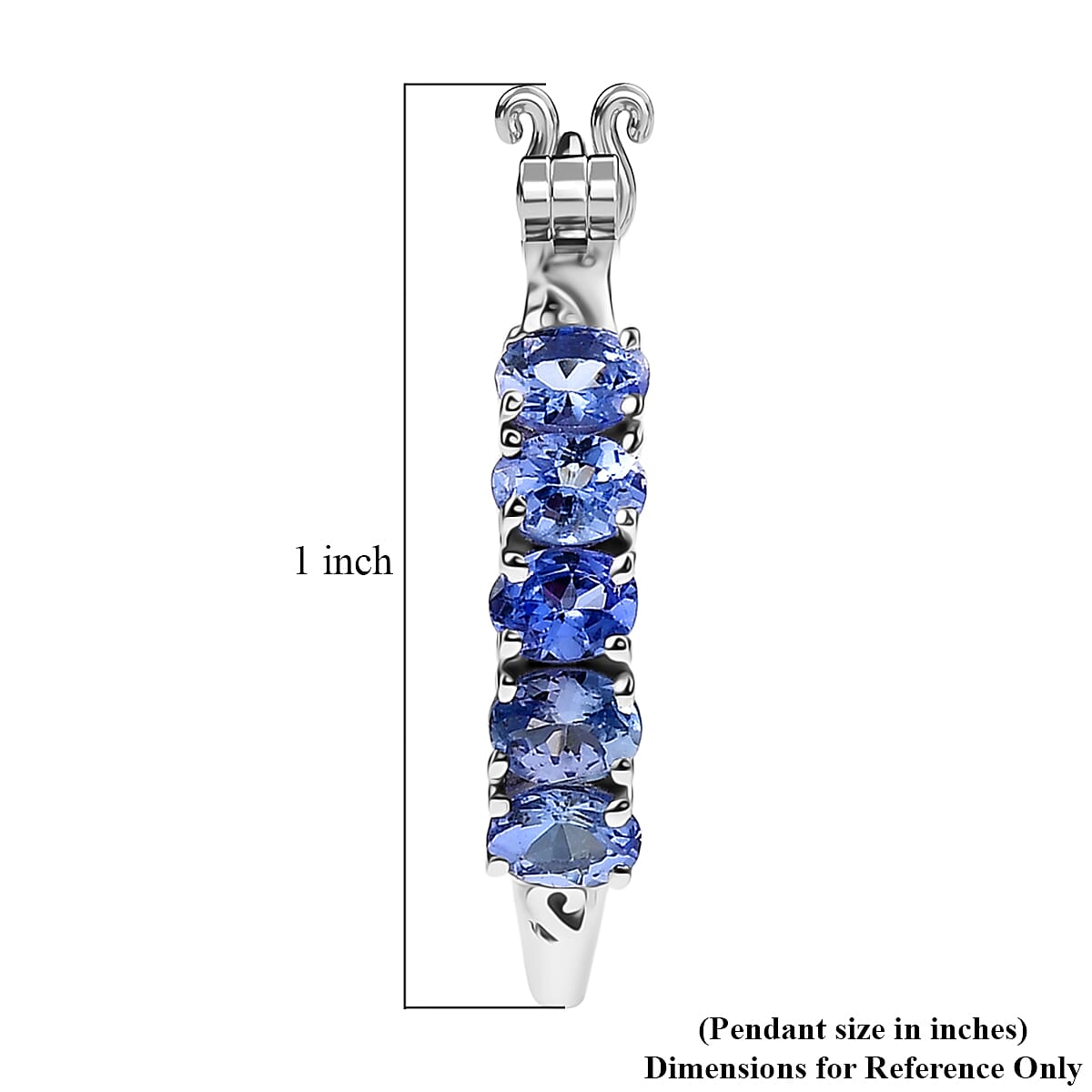 D'Joy Tanzanite 1.10 ctw Classic Hoop Earrings in Rhodium Over Sterling Silver  image number 5