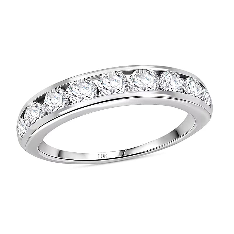Luxuriant Lab Grown Diamond (G-H, SI) Half Eternity Band Ring in 10K White Gold 1.00 ctw (Size 10.0)