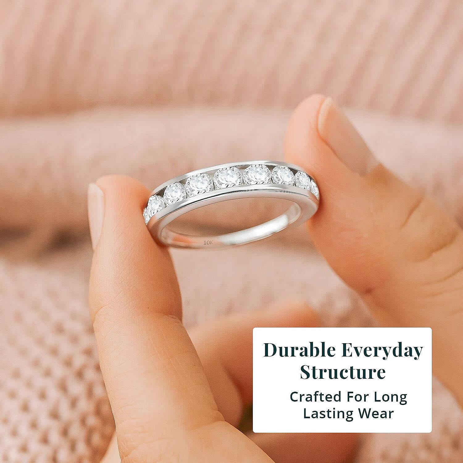 Luxuriant Lab Grown Diamond (G-H, SI) Half Eternity Band Ring in 10K White Gold 1.00 ctw (Size 10.0) (Del. In 10-12 Days)