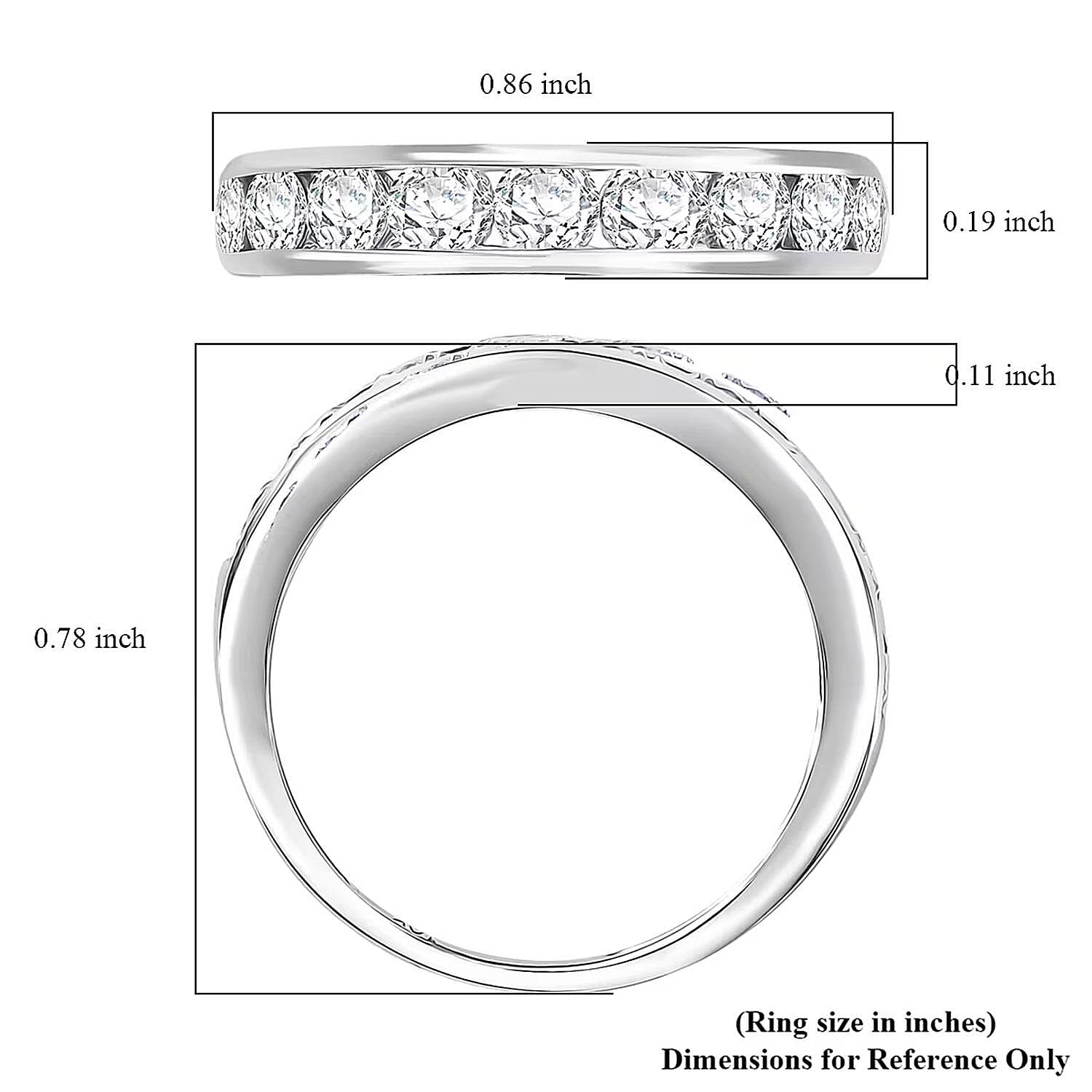 Luxuriant Lab Grown Diamond (G-H, SI) Half Eternity Band Ring in 10K White Gold 1.00 ctw (Size 10.0) (Del. In 10-12 Days)