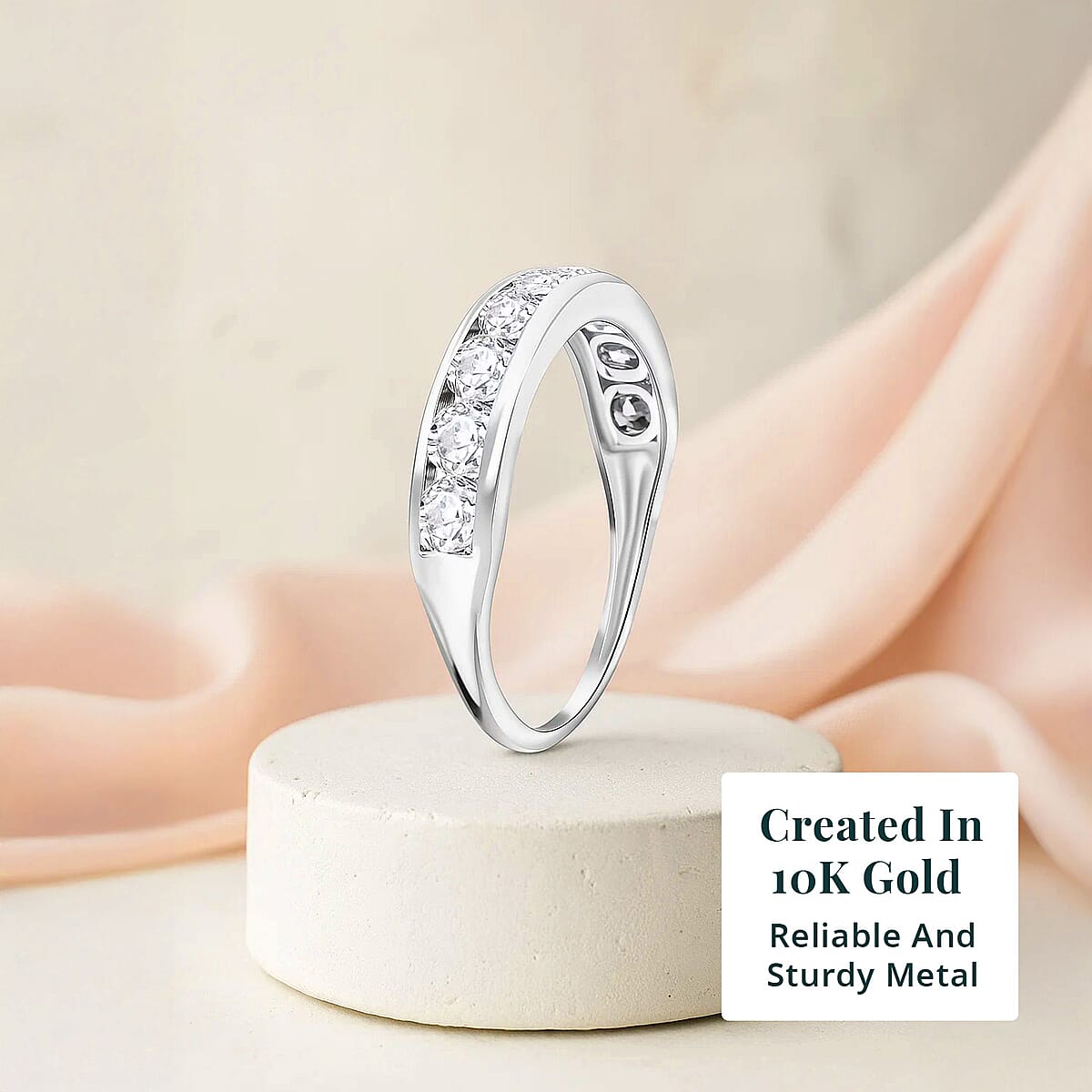 Luxuriant Lab Grown Diamond (G-H, SI) Half Eternity Band Ring in 10K White Gold 1.00 ctw (Size 4.0) (Del. In 10-12 Days) image number 2