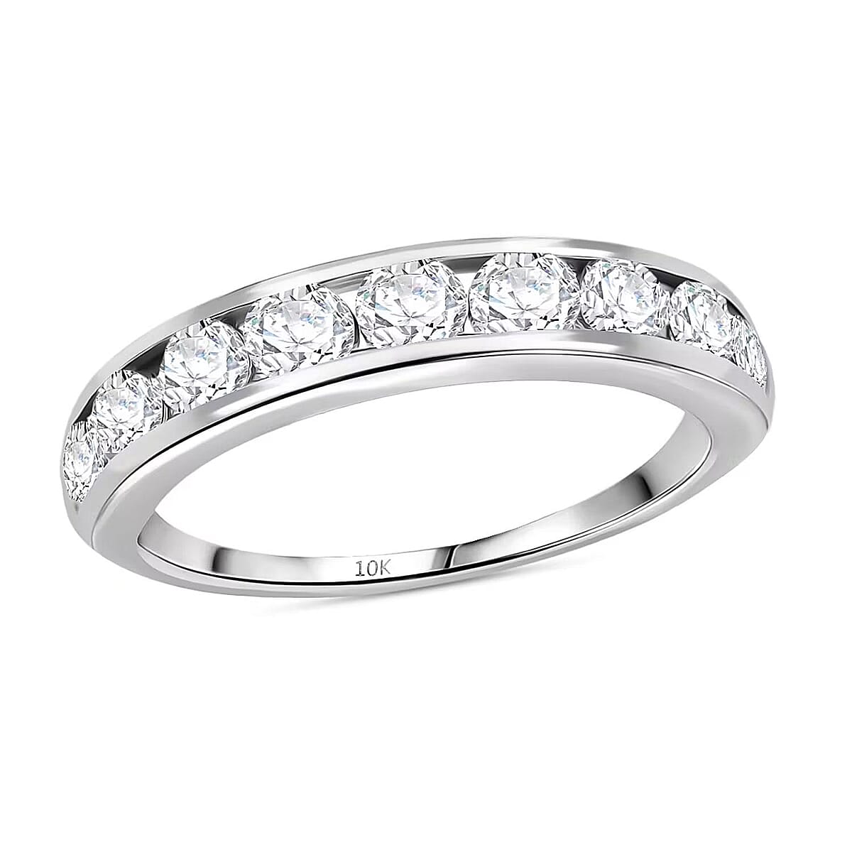 Luxuriant Lab Grown Diamond (G-H, SI) Half Eternity Band Ring in 10K White Gold 1.00 ctw (Size 4.5) (Del. In 10-12 Days) image number 0