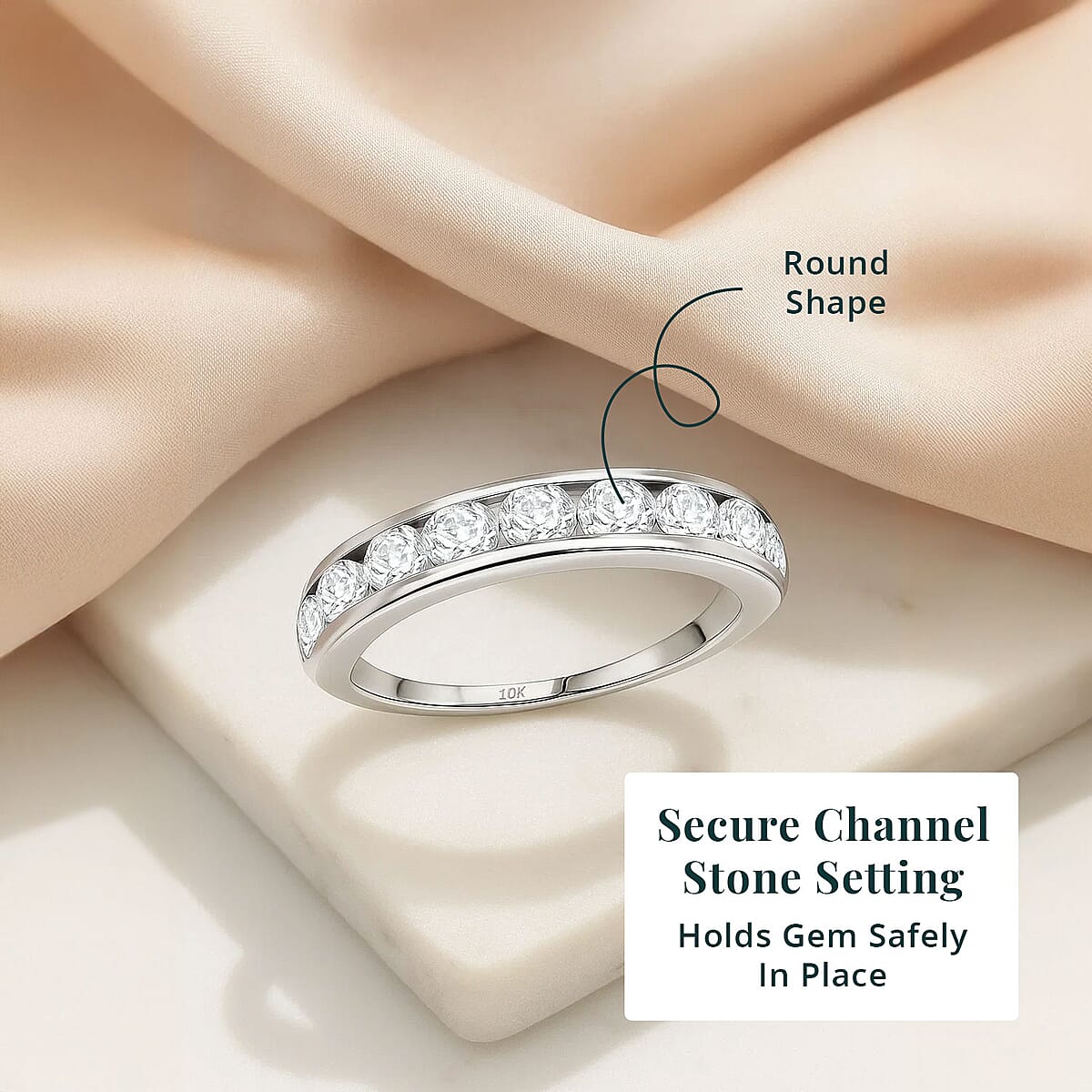 Luxuriant Lab Grown Diamond (G-H, SI) Half Eternity Band Ring in 10K White Gold 1.00 ctw (Size 6.5) (Del. In 10-12 Days) image number 4