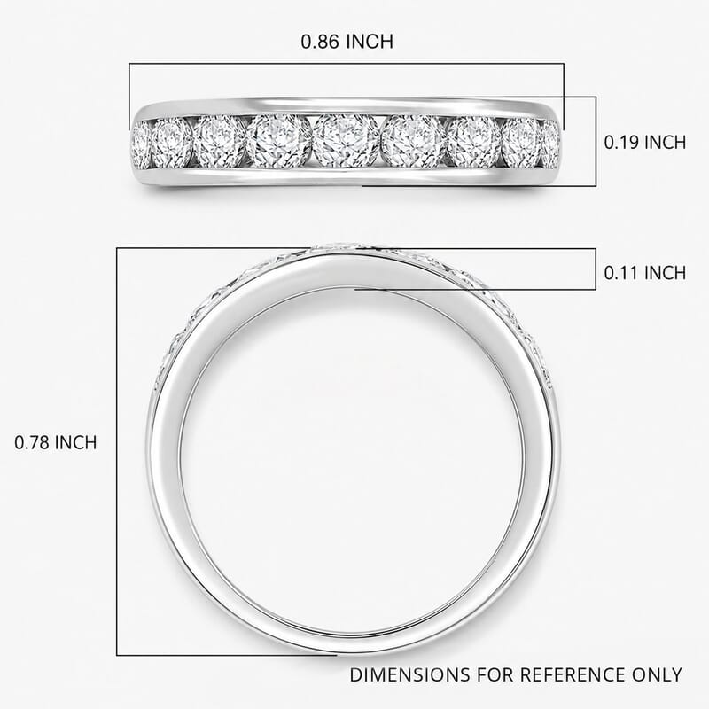 Luxuriant Lab Grown Diamond G-H SI 1.00 ctw  Half Eternity Band Ring in 10K White Gold (Size 6.5)
