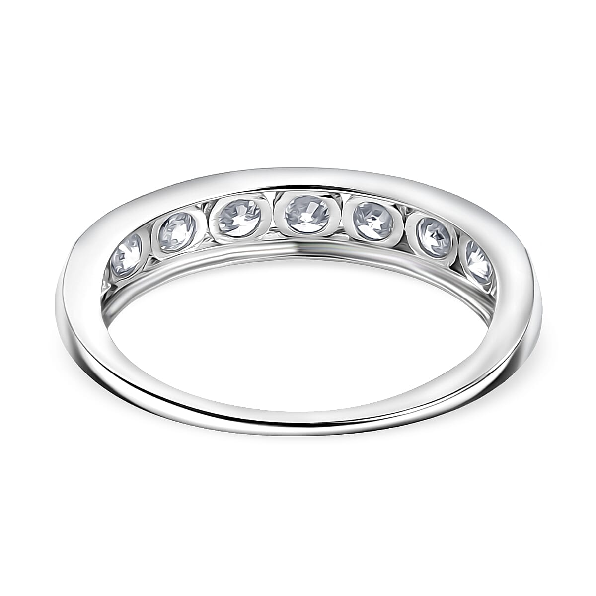 Doorbuster Luxuriant Lab Grown Diamond G-H SI 1.00 ctw Half Eternity Band Ring in 10K White Gold (Size 7.0) image number 4
