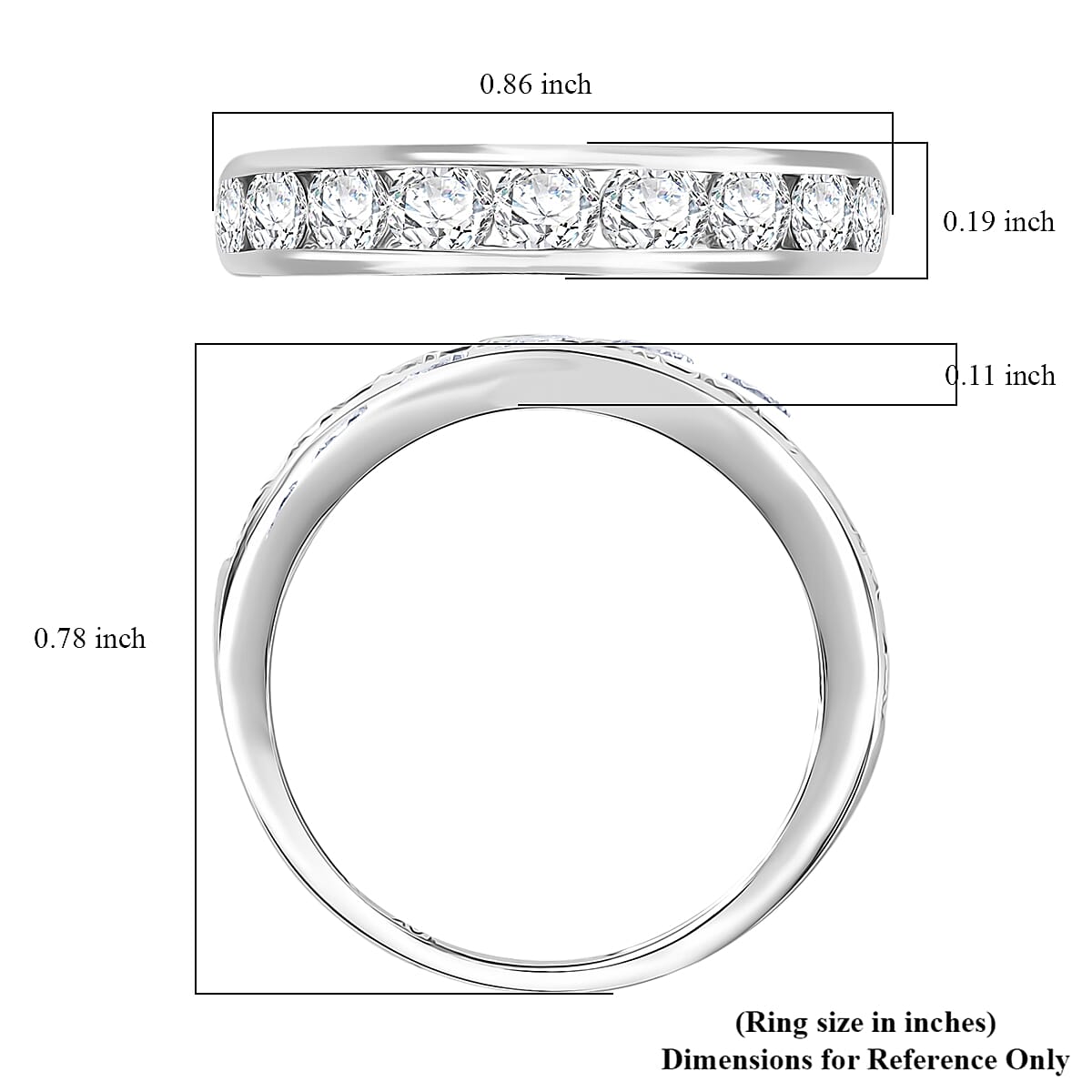 Doorbuster Luxuriant Lab Grown Diamond G-H SI 1.00 ctw Half Eternity Band Ring in 10K White Gold (Size 7.0) image number 5