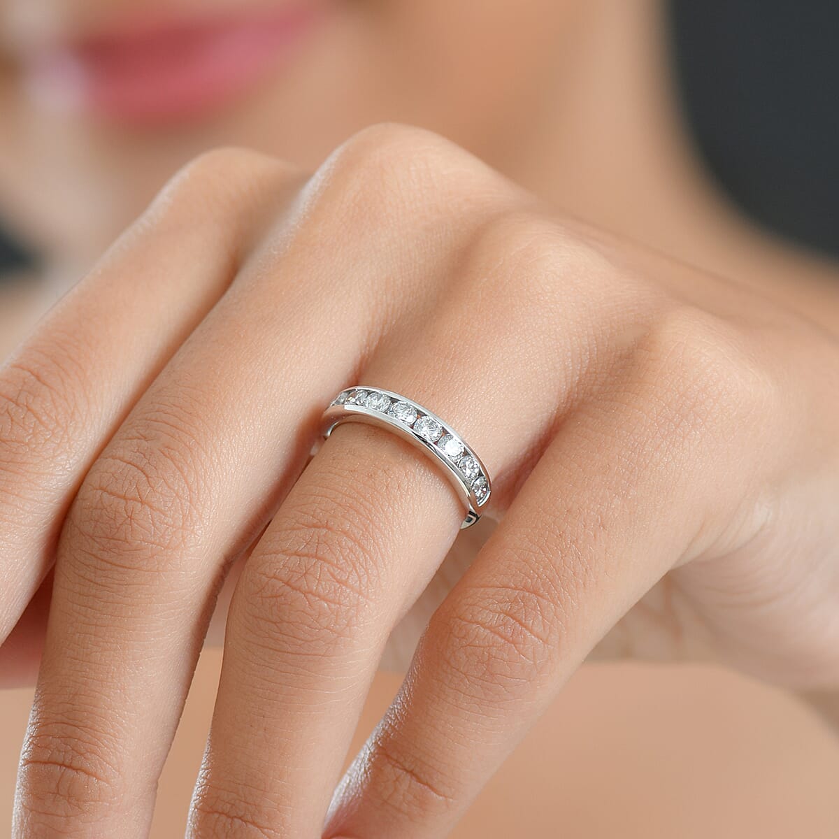 Doorbuster Luxuriant Lab Grown Diamond SI 1.00 ctw Half Eternity Band Ring in 10K Yellow Gold (Size 5.0) image number 2