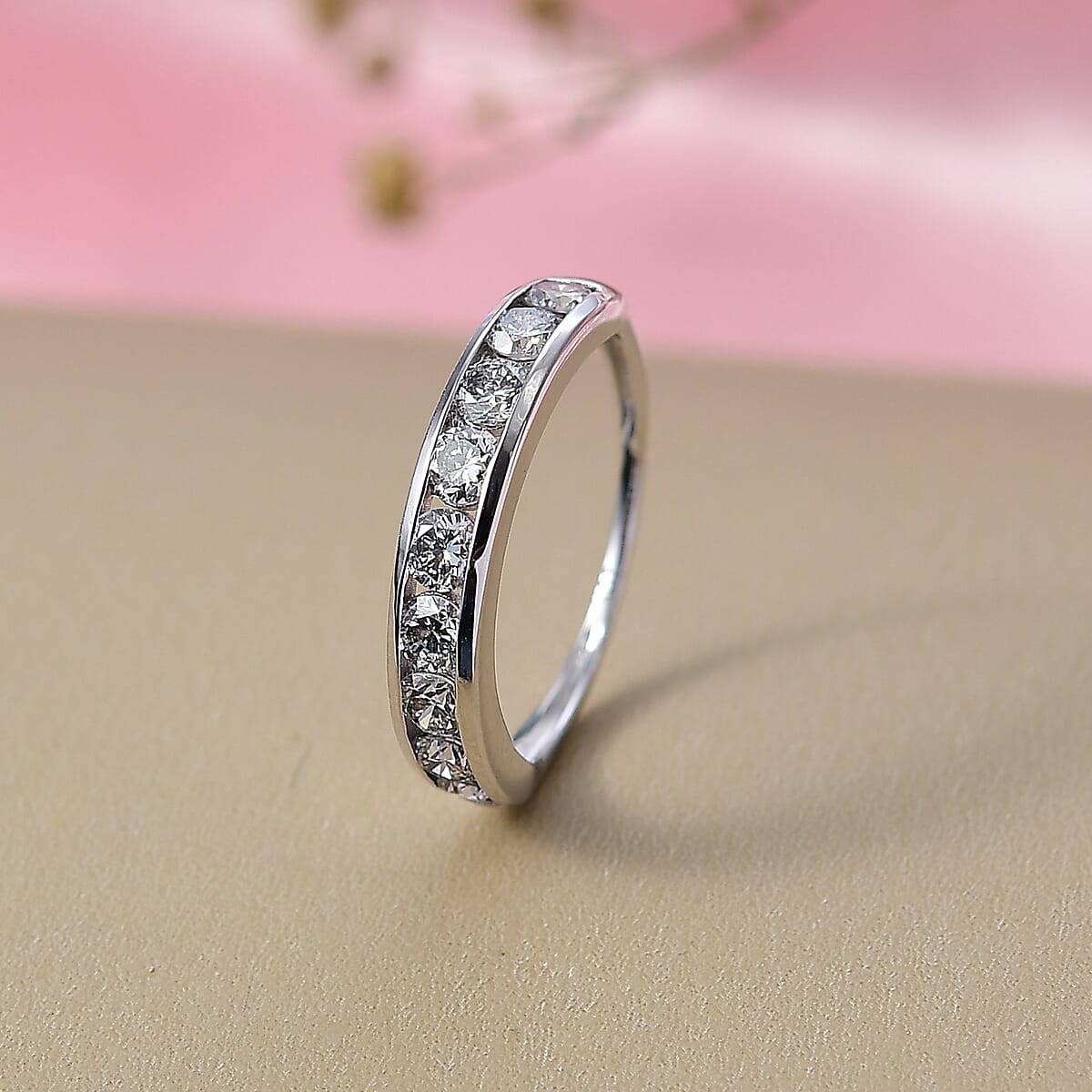 Doorbuster Lab Grown Diamond SI 1.00 ctw Half Eternity Band Ring in 10K Yellow Gold (Size 6.0) image number 1