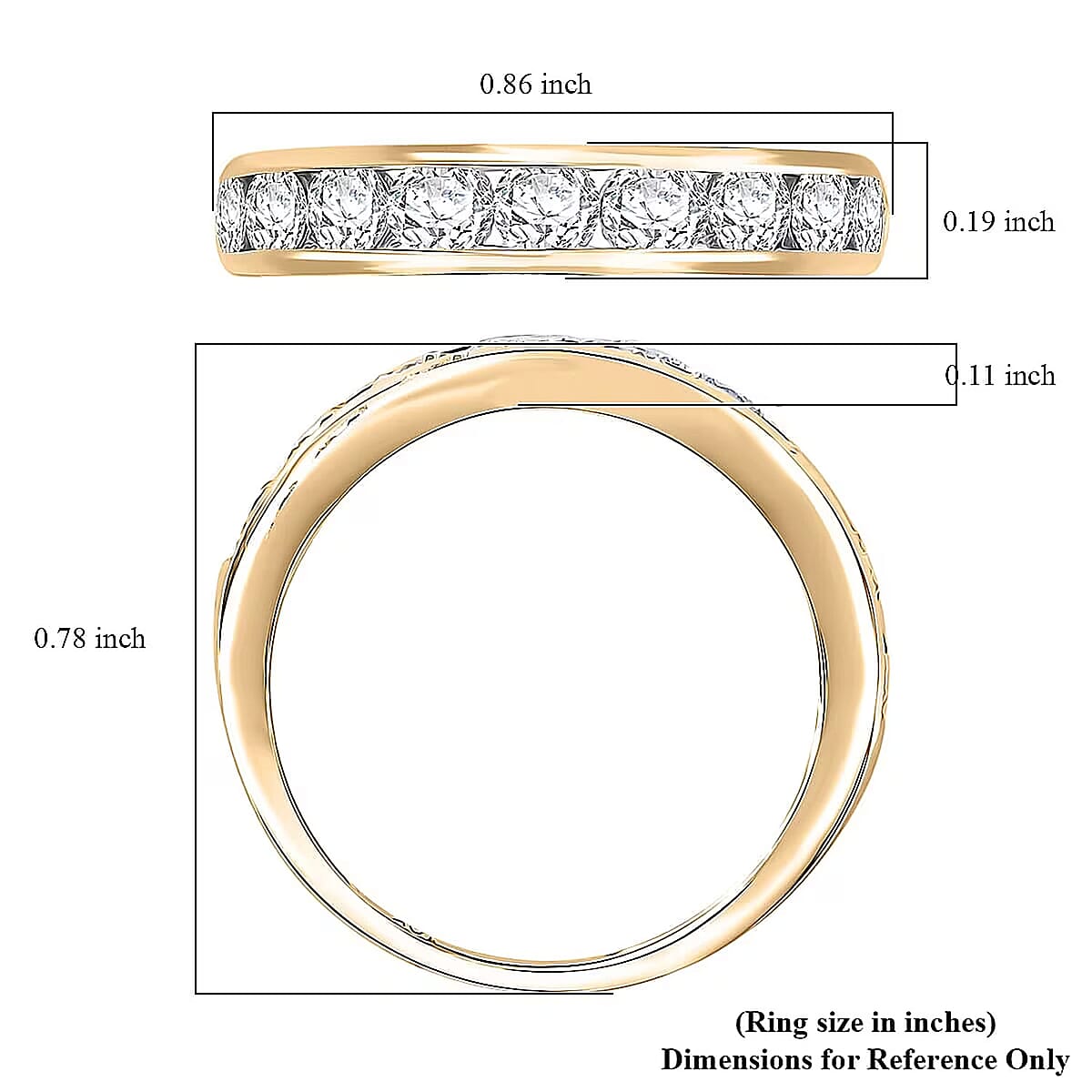 Luxuriant Lab Grown Diamond Half Eternity Band Ring in 10K Yellow Gold 1.00 ctw (Size 8.0) (Del. In 10-12 Days) image number 6