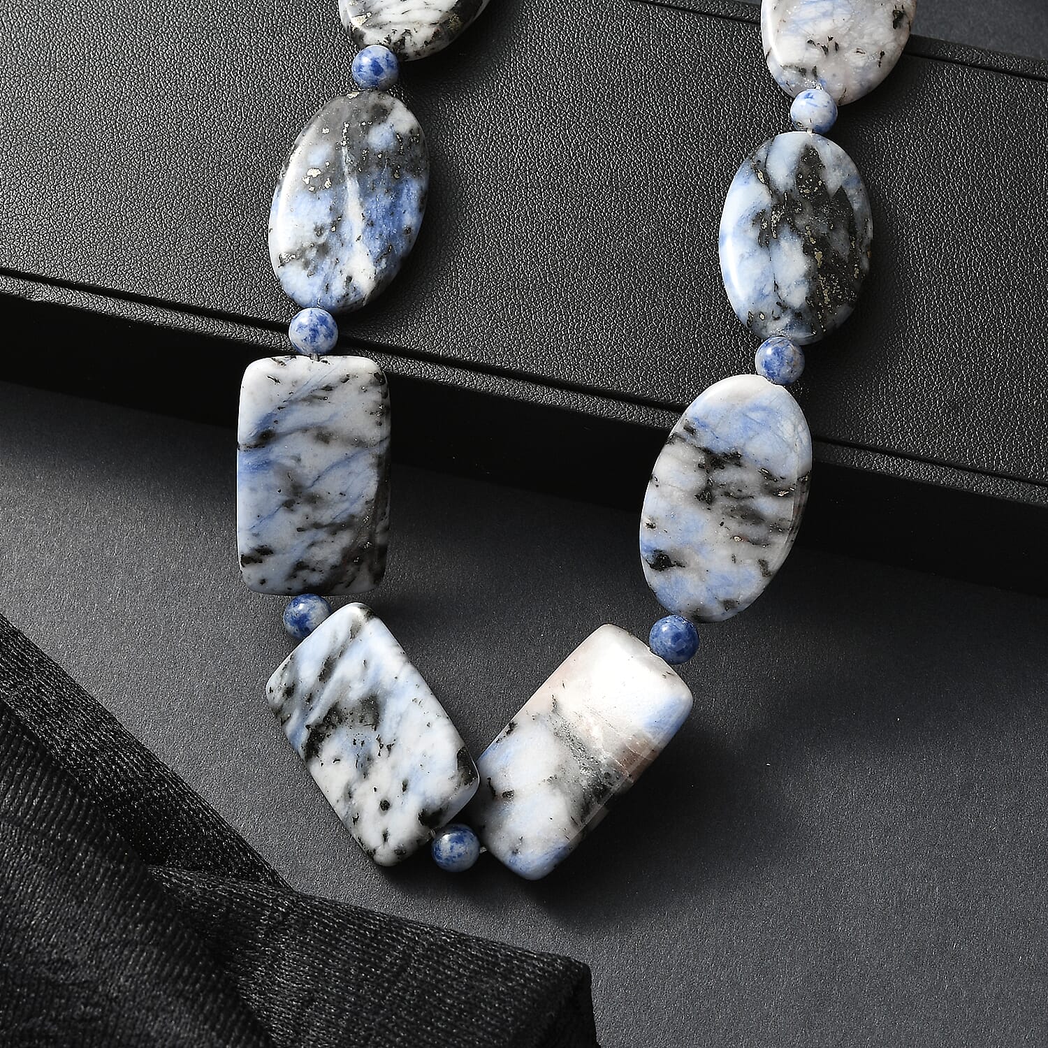EverTrue Sodalite 380.00 ctw Beaded Necklace in Platinum Over 20 Inches