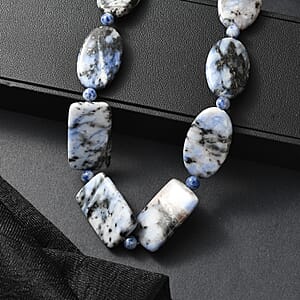 EverTrue Sodalite 380.00 ctw Beaded Necklace in Platinum Over 20 Inches