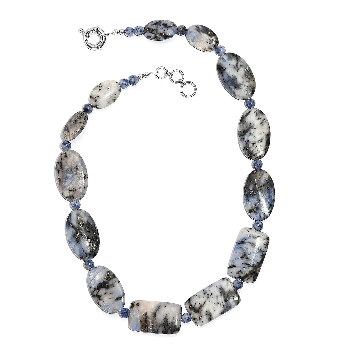 EverTrue Sodalite 380.00 ctw Beaded Necklace in Platinum Over 20 Inches image number 3