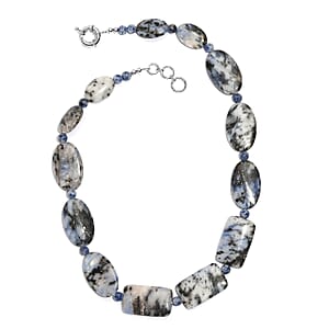 EverTrue Sodalite 380.00 ctw Beaded Necklace in Platinum Over 20 Inches