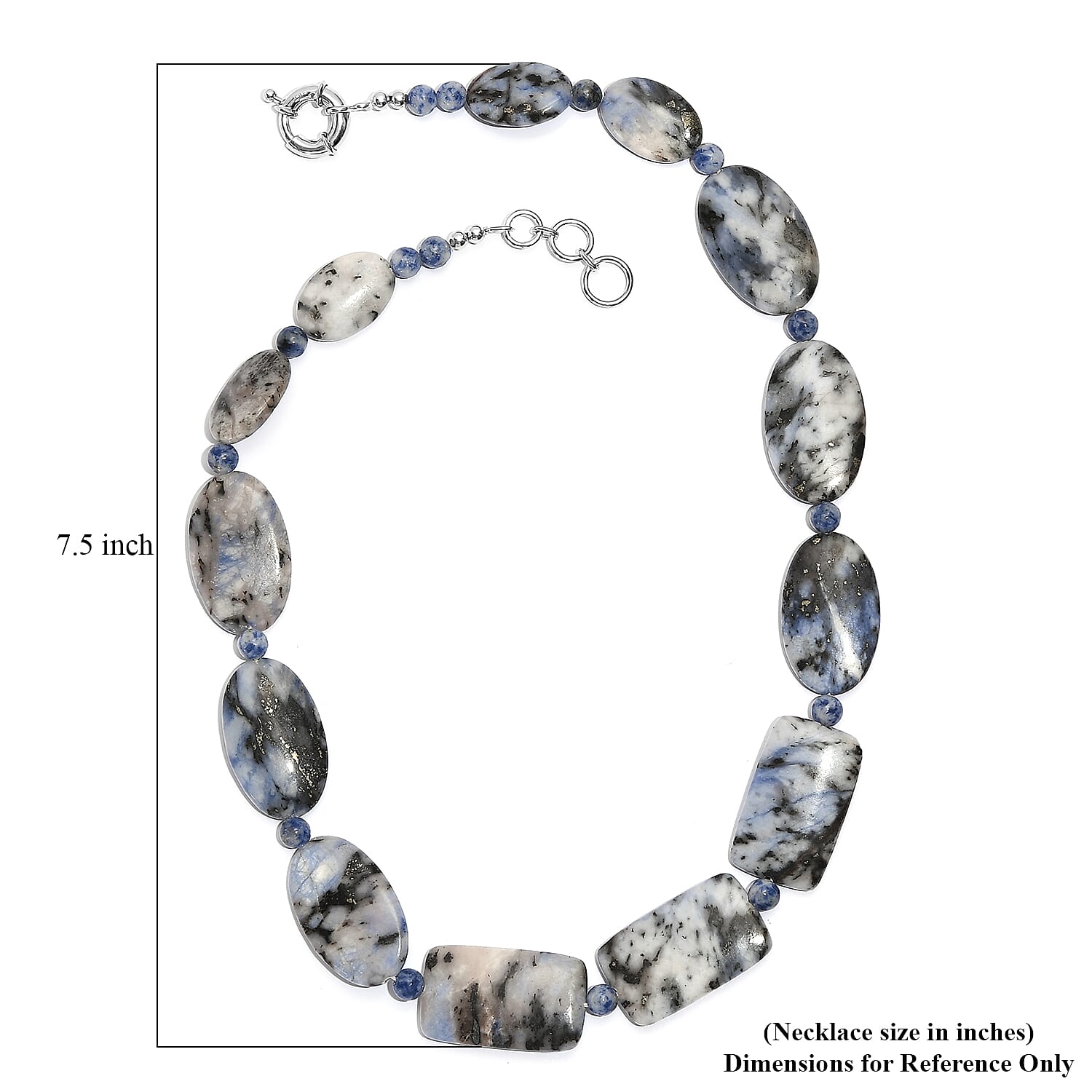 EverTrue Sodalite 380.00 ctw Beaded Necklace in Platinum Over 20 Inches