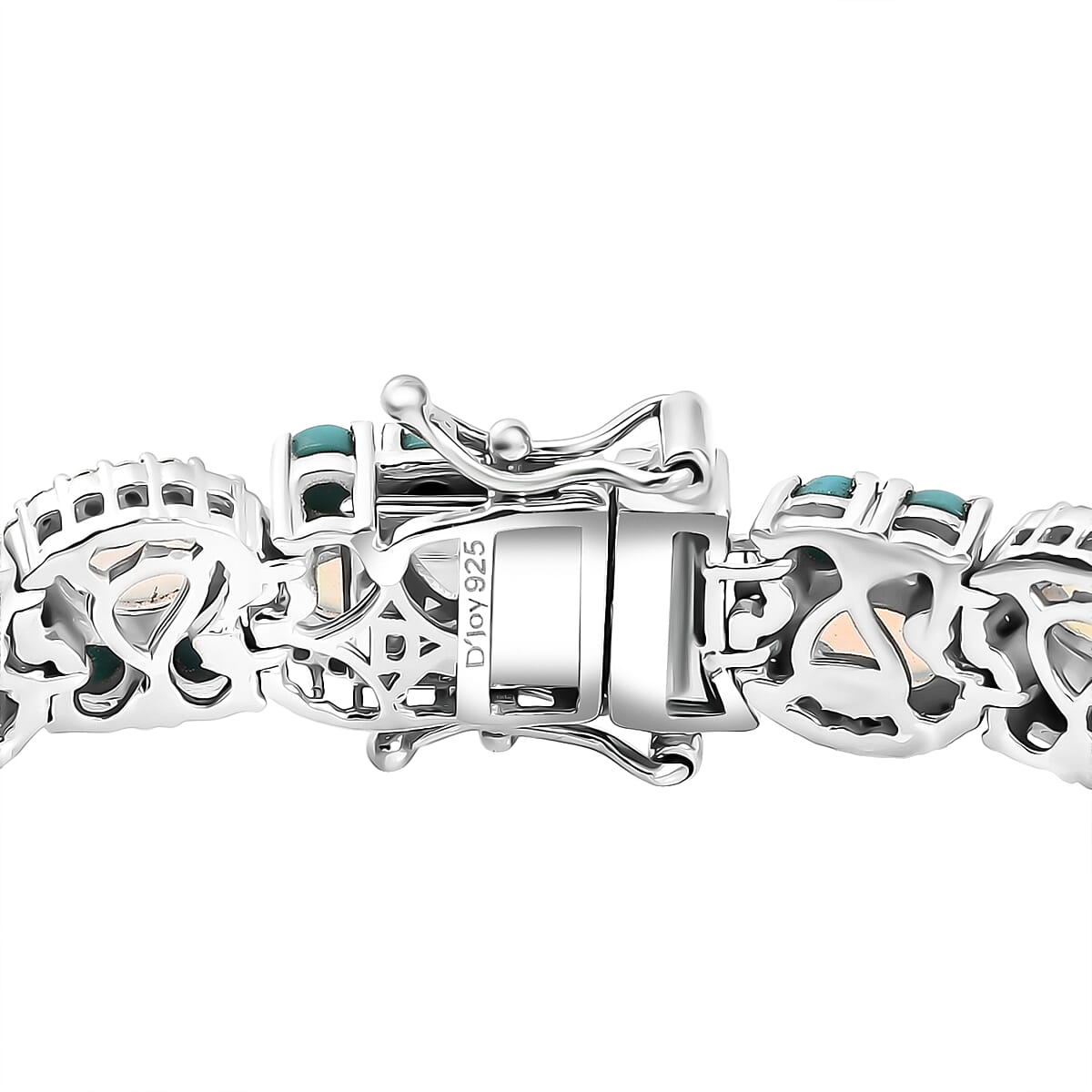 D'Joy Premium Ethiopian Welo Opal and Multi Gemstone 13.25 ctw Frozen Symphony Bracelet in Rhodium Over Sterling Silver (6.50 In) image number 3
