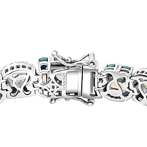 D'Joy Premium Ethiopian Welo Opal and Multi Gemstone 13.25 ctw Frozen Symphony Bracelet in Rhodium Over Sterling Silver (6.50 In)
