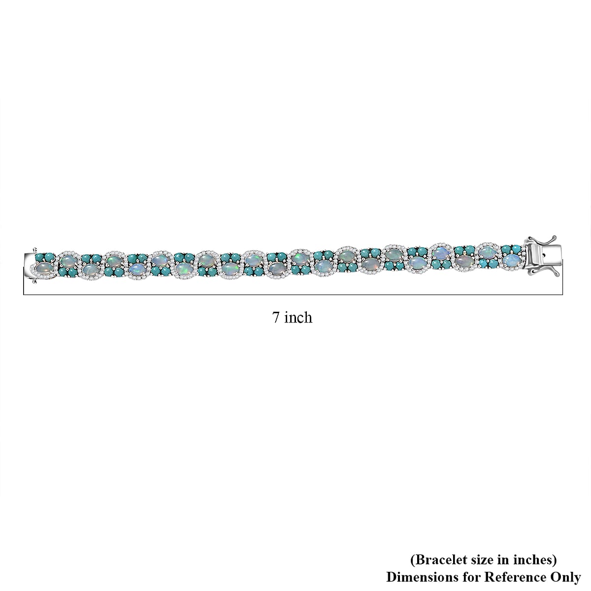 D'Joy Premium Ethiopian Welo Opal and Multi Gemstone 13.25 ctw Frozen Symphony Bracelet in Rhodium Over Sterling Silver (6.50 In) image number 4