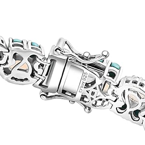 D'Joy Premium Ethiopian Welo Opal and Multi Gemstone 16.40 ctw Frozen Symphony Bracelet in Rhodium Over Sterling Silver (8.00 In)