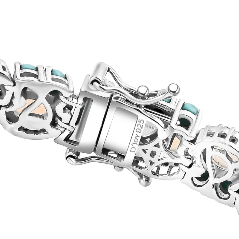 D'Joy Premium Ethiopian Welo Opal and Multi Gemstone 16.40 ctw Frozen Symphony Bracelet in Rhodium Over Sterling Silver (8.00 In)