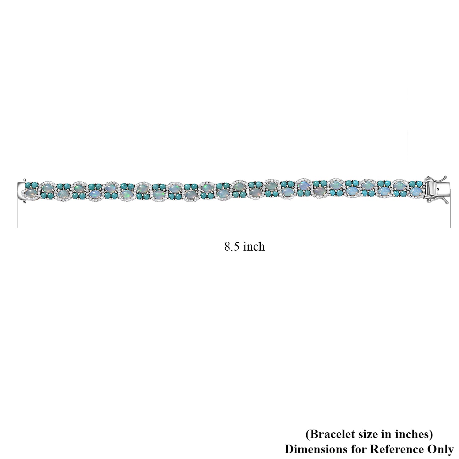 D'Joy Premium Ethiopian Welo Opal and Multi Gemstone 16.40 ctw Frozen Symphony Bracelet in Rhodium Over Sterling Silver (8.00 In)