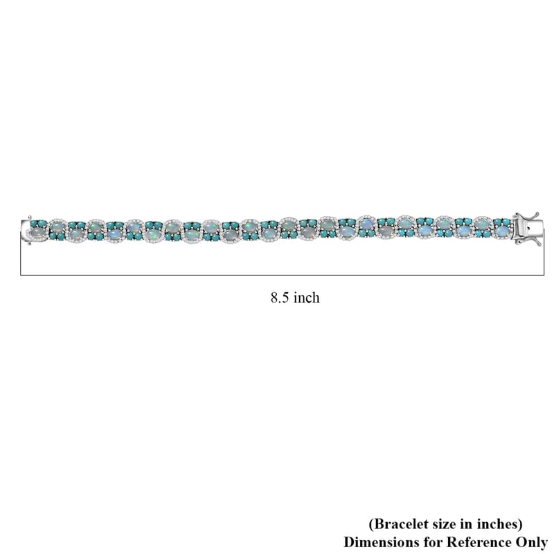 D'Joy Premium Ethiopian Welo Opal and Multi Gemstone 16.40 ctw Frozen Symphony Bracelet in Rhodium Over Sterling Silver (8.00 In)
