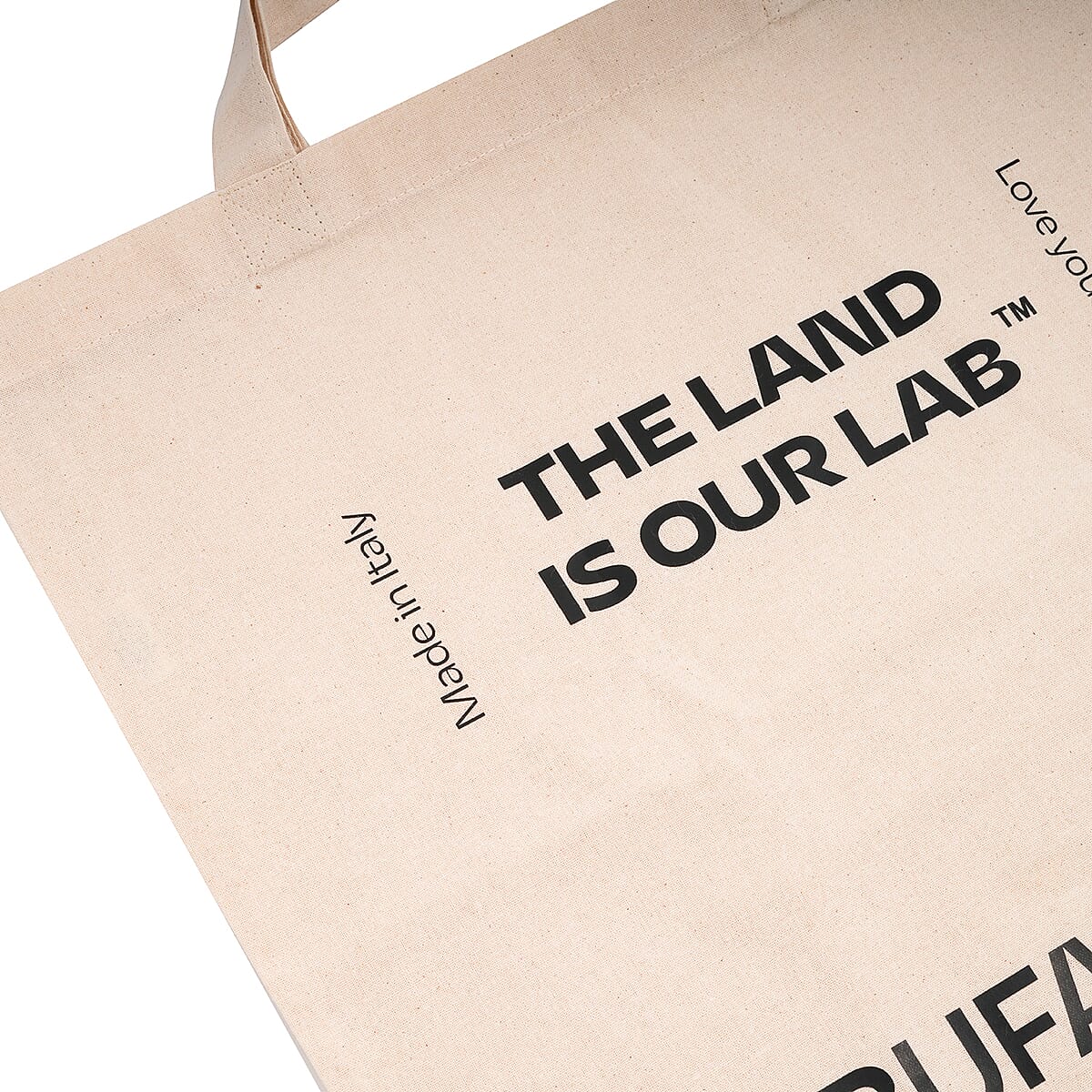 Bufarma Beige and Black Print Jute Tote Bag image number 3