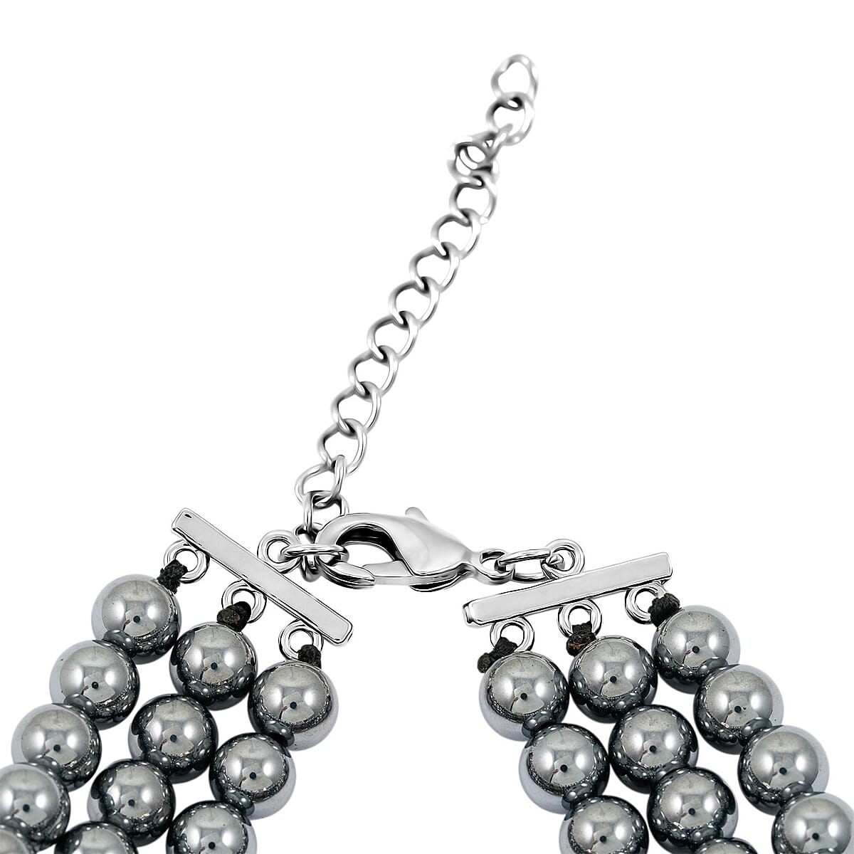 Terahertz 70.00 ctw, Green and White Austrian Crystal 3-Row Beaded Bracelet in Silvertone (6.5-7.5In) image number 3