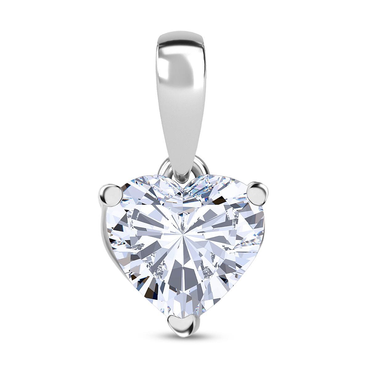 Luxuriant Lab Grown Diamond G-H SI 1.02 ctw Pendant in Rhodium Over Sterling Silver