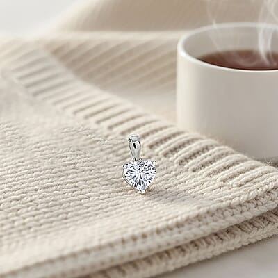 Luxuriant Lab Grown Diamond G-H SI 1.02 ctw Pendant in Rhodium Over Sterling Silver