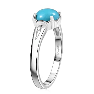 D'Joy Sleeping Beauty Turquoise 1.10 ctw Solitaire Ring in Platinum Over Sterling Silver (Size 6.0)