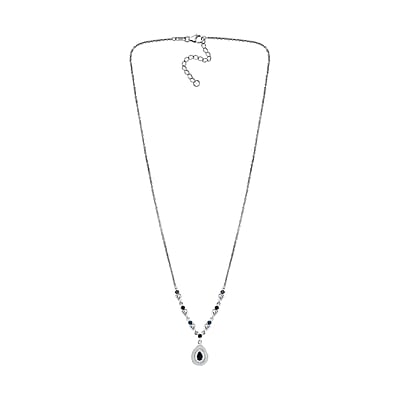  D'Joy AAA Monte Belo Indicolite and Moissanite 1.60 ctw Art Deco Necklace in Rhodium Over Sterling Silver 18 Inches