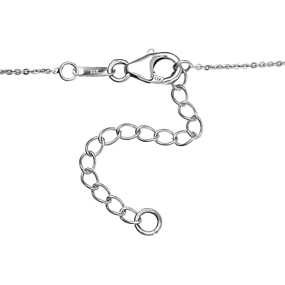  D'Joy AAA Monte Belo Indicolite and Moissanite 1.60 ctw Art Deco Necklace in Rhodium Over Sterling Silver 18 Inches