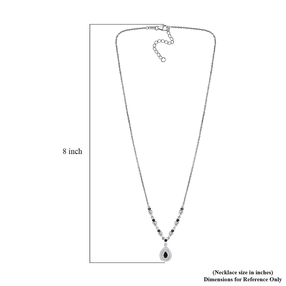 Doorbuster D'Joy AAA Monte Belo Indicolite and Moissanite 1.60 ctw Art Deco Necklace in Rhodium Over Sterling Silver 18 Inches image number 5